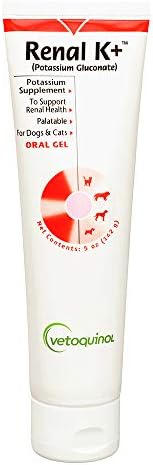 Vetoquinol Renal K+ (Potassium Gluconate) Potassium Supplement Gel for Dogs and Cats, 5oz