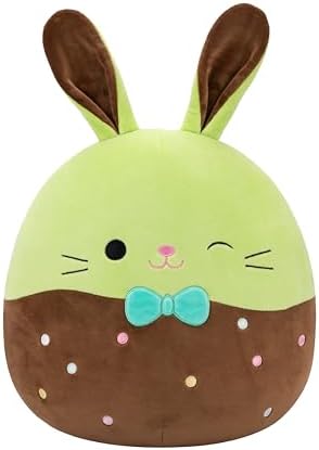 Squishmallows Original 12in Buster The Chocolate-Dipped Green Bunny Holding Chocolate Bunny – Official Jazwares Easter Plush (Medium-Sized)