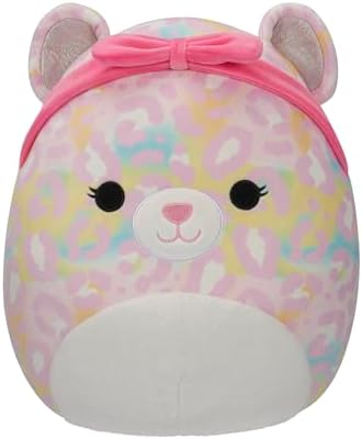 Squishmallows Original 12-Inch Michaela Rainbow Leopard with Pink Bandana - Official Jazwares Plush