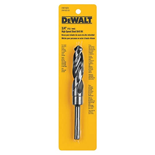 DEWALT DW1625 3/4-Inch Black Oxide 1/2-Inch Shank Reduced Shank Twist Drill Bit