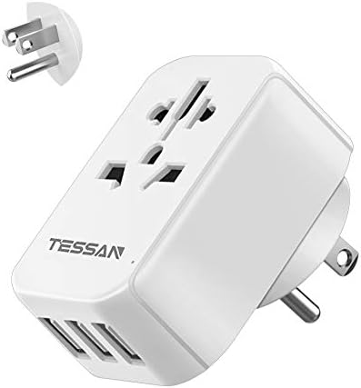 UK to US Adapter TESSAN European to US Plug Adapter with 3 USB, Type B UK to US Power Adapter, Converts Type C/ G/ I Plugs from EU Europe Australia China to USA Canada (Type B)