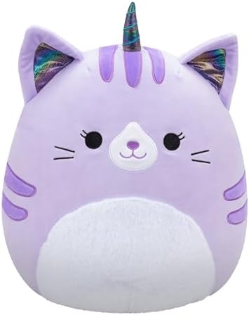 Squishmallows Original 14-Inch Analea Purple Tabby Caticorn with Fuzzy White Belly - Official Jazwares Large Plush