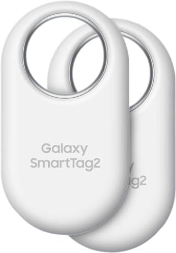 Samsung SmartTag2 (2023) Bluetooth + UWB, IP67 Water and Dust Resistant, Findable via App, 1.5 Year Battery Life (2-Pack) - White (Renewed)