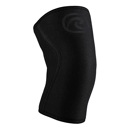 Rehband Rx Knee Sleeve Power Max, 1 piece, knee support 7mm neoprene, strongman, heavy lifting, longest knee sleeve, Colour:Carbon/Black, Size:S
