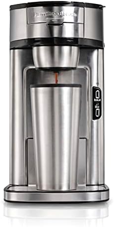 Hamilton Beach The Scoop Single Serve Coffee Maker & Fast Grounds Brewer, Brews in Minutes, 8-14oz. Cups, Stainless Steel