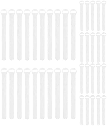 Self-Gripping Cable Ties by Wrap-It Storage, White, 40 Pack (5 Inch and 8 Inch Straps) – Reusable Hook and Loop Cord Organizer Cable Ties for Cord Management and Desk or Office Organization