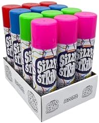 The Original Silly String! Silly String Party Pack, 12 pack, Assorted Colors, 3oz Large Can The Only REAL Party in a Can! Be Silly! Shoots over 15ft!