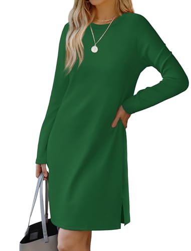 Womens Dresses Fashion Winter Christmas Long Sleeve Casual Dress 2024 Green M