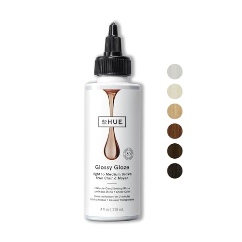 dpHUE Glossy Glaze, Light-Medium Brown - 4 fl oz - In-Shower Conditioning Glaze for Luminous Shine & Sheer Color - Paraben, SLS & SLES Sulfate Free - Leaping Bunny Certified