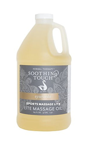 Soothing Touch Sports Massage Lite Oil, 1/2 Gallon, Deep Penetration, Quick Absorption, Peppermint, Eucalyptus, Clove, Leaves No Residue, Soft, Moisturized Skin