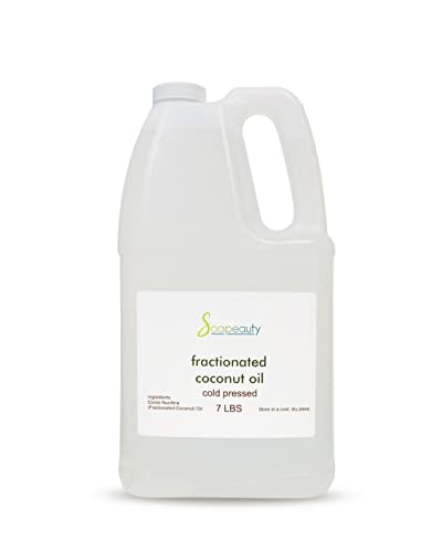 Soapeauty FRACTIONATED COCONUT OIL Cold Pressed Refined | 100% Natural Available in Bulk | Carrier for Essential Oils, Face, Skin, Hair Moisturizer, Soap Making | 7 Lb