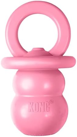 KONG Puppy Binkie - Pacifier Dog Toy for Puppies - Stuffable Chew Toy for Puppy Playtime - Durable Natural Rubber Dog Treat Toy for Teething Puppy - for Small Puppies - Pink