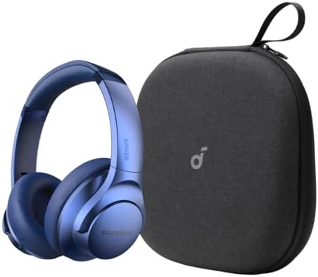 Soundcore Anker Life Q20 Hybrid Active Noise Cancelling Headphones, with Headphones Case, Wireless Over Ear Bluetooth Headphones, 60H Playtime, Hi-Res Audio, Deep Bass, Memory Foam Ear Cups