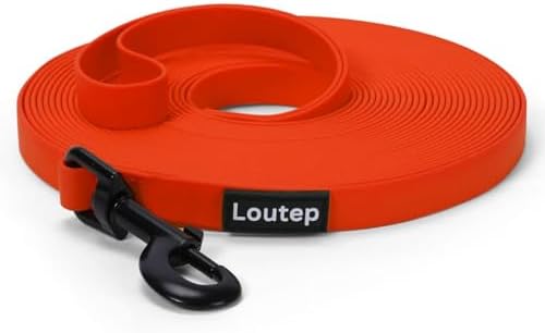 Biothane Long Line Dog Leash 5ft, 10ft, 16ft, 30ft, 50ft PVC Recall Waterproof Dog Leash Beach Swimming Tracking Training Dogs Lead for Pet, Medium and Large Dogs