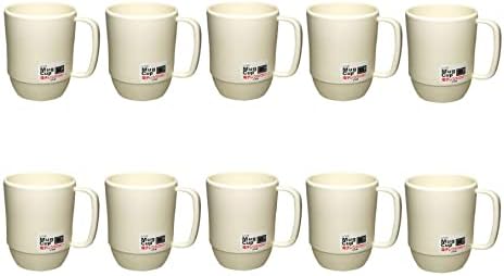 JapanBargain 3090x10, Japanese Plastic Mug Unbreakable Camping Coffee Mug Kid's Milk Juice Mug Tea Water Mug for Travel 12 ounce BPA Free Non-Toxic Microwavable Dishwasher Safe Made in Japan, White