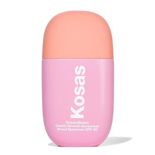 Kosas DreamBeam Mineral Sunscreen SPF 40 - Smooth Liquid Sun Protection for Face - Lightweight Makeup Base w/Hyaluronic Acid, Ceramides & Peptides - Subtle Radiant Finish, Original, 40 ml