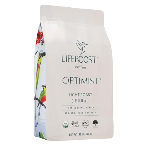 Lifeboost Coffee Light Roast Ground Coffee - Low Acid Single Origin Usda Organic Ground Coffee Beans - Non-Gmo Ground Coffee Light Roast Third Party Tested For Mycotoxins & Pesticides - 12 Ounces