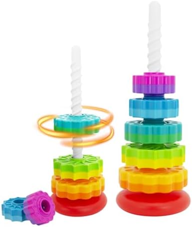 Baby Spin Stack Toy,Premium Stacking Toy for Kids,Baby Spinning Toy,Stacking Toy for Babies and Toddlers,Educational Toddler Learning Toys,Autism Spin Stack Toys,Rainbow Spinning Wheel Toys