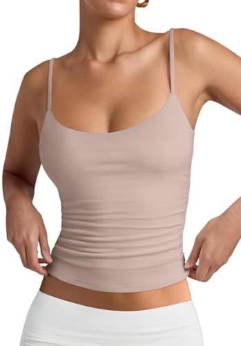 PINKMSTYLE Women's Basic Double Lined Scoop Neck Tank Tops Adjustable Cami Tank Summer Sleeveless Tops