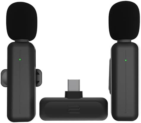 2 Pack Wireless Mini Lavalier Lapel Microphone for iPhone 15,16,Android Phone - 80ft Cordless Clip on Dual Mics with Noise Reduction 5H Working Time for Video Recording Vlogging, YouTube, Interview