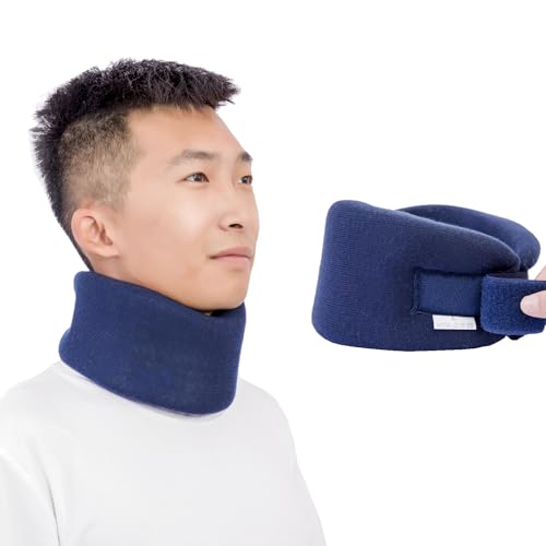 Neck Braces for Neck Pain and Support High-Density Comfort Cervical Collar for Vertebrae Stable and Aligned, Relieve Injury Spine Pressure – Neck Brace for Women & Men Sleeping, Working, Posture (Blue, Small)