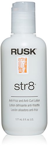 RUSK Designer Collection Str8 Anti-Frizz and Anti-Curl Lotion, Light, Greaseless, Temporarily Removes Curl and Eliminates Frizz, White 6 oz.