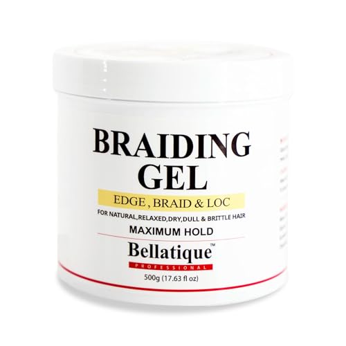 Professional Braiding Gel Maximum Hold (17.63 Oz) for Natural, Relaxed, Dry, Dull, & Brittle Hair - No Flaking, No Whitening, Fast Drying, High Shine, - Lasts Up to 48 Hrs