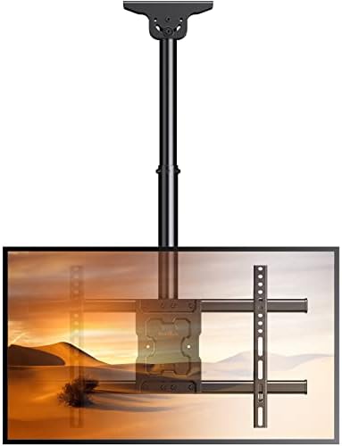 Perlegear Ceiling TV Mount, Hanging TV Mount for 37-75 inch Flat or Curved TVs up to 99 lbs, Full Motion TV Bracket with Swivel, Tilt, Max VESA 600x400mm, PGLCM1