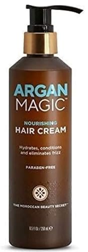 Argan Magic Nourishing Hair Cream - Hydrates, Conditions, and Eliminates Frizz for All Hair Types | Seals in Shine | Made in USA, Paraben Free, Cruelty Free (8.5 oz)