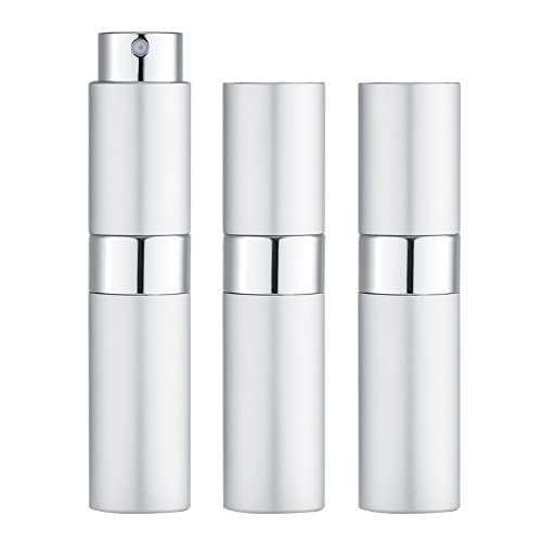 LISAPACK 8ML Atomizer Perfume Spray Bottle for Travel (3 PCS) Empty Cologne Dispenser, Portable Sprayer (Silver)