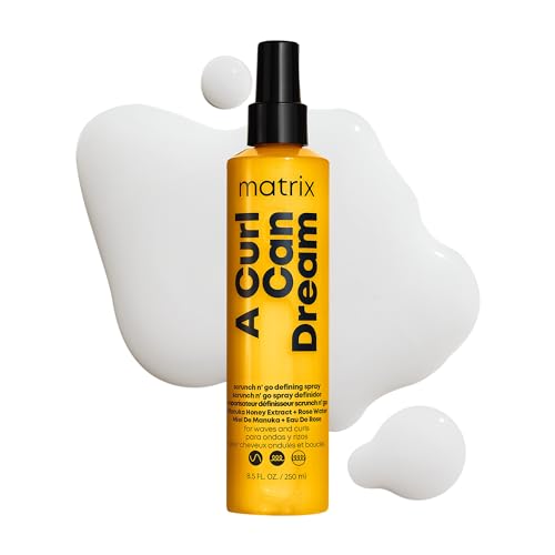 Matrix A Curl Can Dream Scrunch N' Go Defining Spray For Wavy and Curly Hair, Frizz Control and Heat Protection Hair Spray, With Manuka Honey Extract