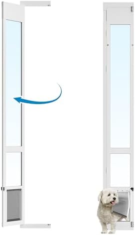 Medium Dog Door for Sliding Glass Door, Openable Doggy Door for Sliding Glass Doors, All-Metal Framed, Adjustable Height 91 7/16" to 96" -Medium Tall