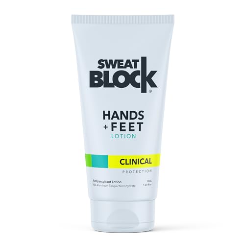 SweatBlock Antiperspirant Lotion for Hands & Feet - CLINICAL STRENGTH for Men & Women - Hyperhidrosis Aid to Stop Excessive Sweating - Reduces Foot Odor - Moisturizing w/ Aloe - Travel Size 1.69 fl oz