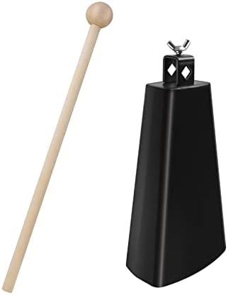 Soulmate Cowbell 6 inch Metal Steel Cow Bell Instrument Noise Makers Cowbell Hand Percussion Cow Bells with Handle Stick for Drumset
