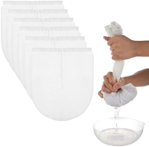Cheese Bags, 6 Pack 12" x 10" Nylon Reusable Fine Mesh Cheesecloth Strainer Nut Tea Beer Juice Filter Cloth for Cold Brew Coffee Yogurt Almond Soy Oat Milk