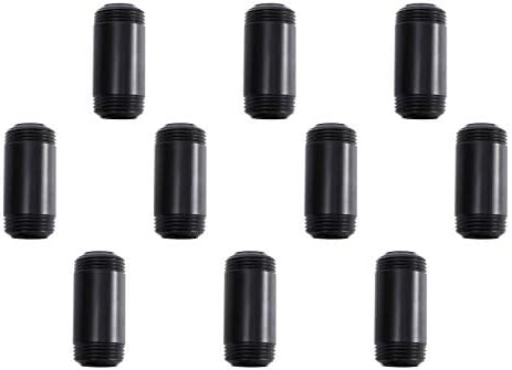 3/4" x 2" Black Painted Iron Pipe, Home TZH 10 Pack Threaded Black Paint Finish Metal Pipe Nipple for DIY Project/Furniture/Shelving Decoration(10, 2")