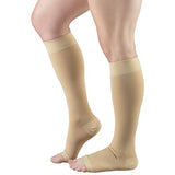 Truform 30-40 mmHg Compression Stockings for Men and Women, Knee High Length, Open Toe, Beige, Medium