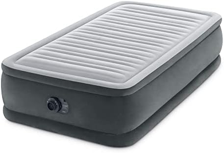 INTEX Twin Size Air Mattress, 18in Height, Built-in Pump, Dura-Beam Deluxe Comfort-Plush - Portable Inflatable Blow-up Bed for Camping, Travel, Guests
