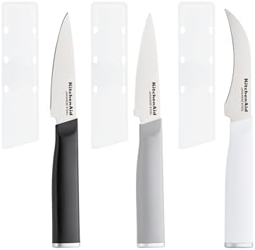 KitchenAid Paring Knife Set, High Carbon Stainless Steel Kitchen Knife Set, Razor-Sharp Blades, 3 Piece, Multicolor