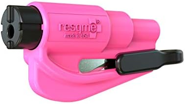 resqme The Original Emergency Keychain Car Escape Tool, 2-in-1 Seatbelt Cutter and Window Breaker, Made in USA, Pink- Compact Emergency Hammer