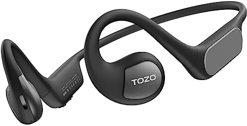 TOZO Upgraded Open Ear Headphones Bluetooth 5.3 Air Conduction Wireless Headphones Sport Earbuds with Premium Sound, 32 EQs via APP, Dual-Mic Call Noise Reduction Earphones with Hair Band for Cycling