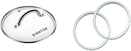 Instant Pot Tempered Glass Lid, 10" Stainless Steel (8 Qt/ 8L model) & Sealing Rings 2-Pack Clear, 8 Quart