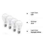 LOHAS A21 Bright LED Light Bulb, 150W-200W Equivalent LED Bulbs, 23 Watt Garage Light Bulbs, Daylight 5000K, 2500 Lumen High Watt Super Bright Porch Light Bulb, Non-Dimmable, for Home Lighting, 4 Pack