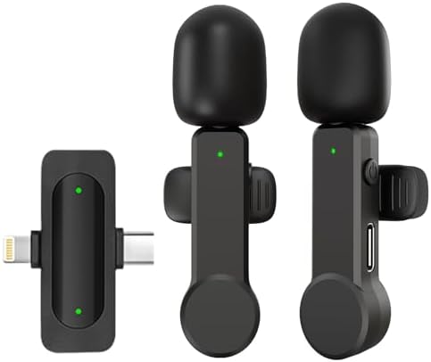 Wireless Lavalier Microphone for iPhone Android iPad - Noise Cancelling Phone Microphone USB C, Cordless Lav Lapel Mic for Video Recording Vlogging TikTok