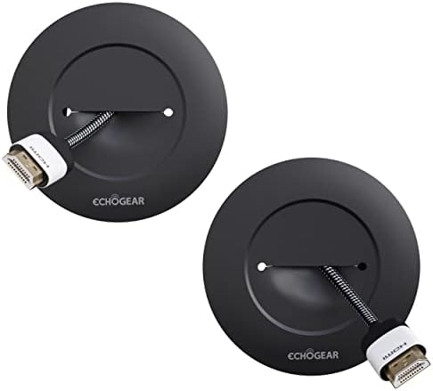 ECHOGEAR TV Cord Hider for Wall Mounted TV - Cable Management Kit Hides TV Wires - Includes 2 Pass Throughs, Locking Brackets, and Hole Saw Drill Attachment (Black)