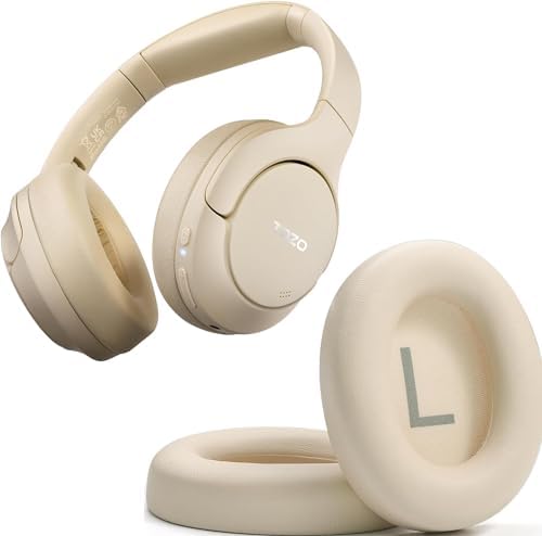 TOZO HT2 Hybrid Active Noise Cancelling Headphones, Wireless Over Ear Bluetooth Headphones+HT2 Replacement Ear Pads Khaki