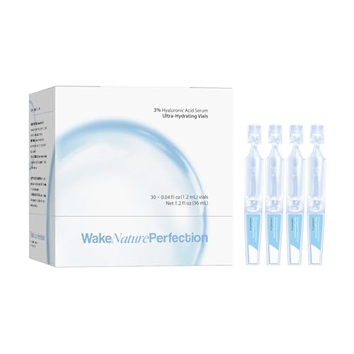 3% Hyaluronic Acid Serum Ultra-Hydrating Vials, Hyaluronic Acid Tubes, Wake Nature Perfection Hyaluronic Acid, 3% Hyaluronic Acid Serum for Face, Ultra Hydrating Serum (1 Box of 30)