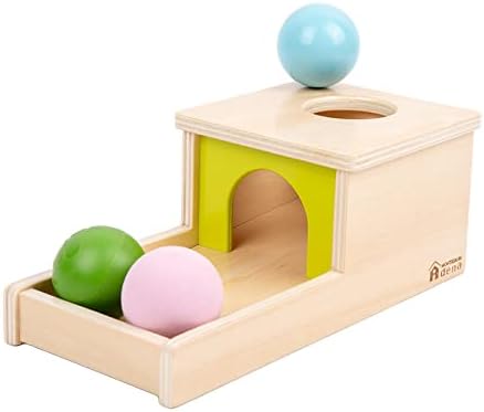 Adena Montessori Object Permanence Box with Tray Three Balls Montessori Toys for 6-12 Months Baby 1 Year Old Infant Toddler (Small Box - Typical)