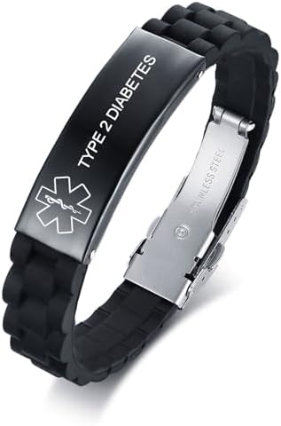 VNOX Medical Alert Bracelets for Men & Women Kids with Free Engraving Adjustable Stainless Steel Mesh Emergency Medical ID Bracelets Wristband