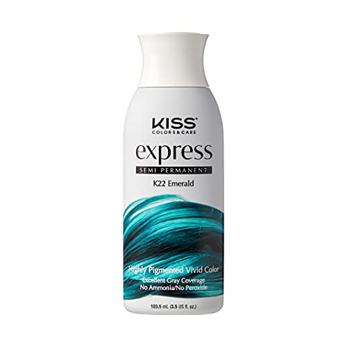 Kiss Express Semi-Permanent Hair Color 100mL (3.5 US fl.oz) (1 Count, Emerald)